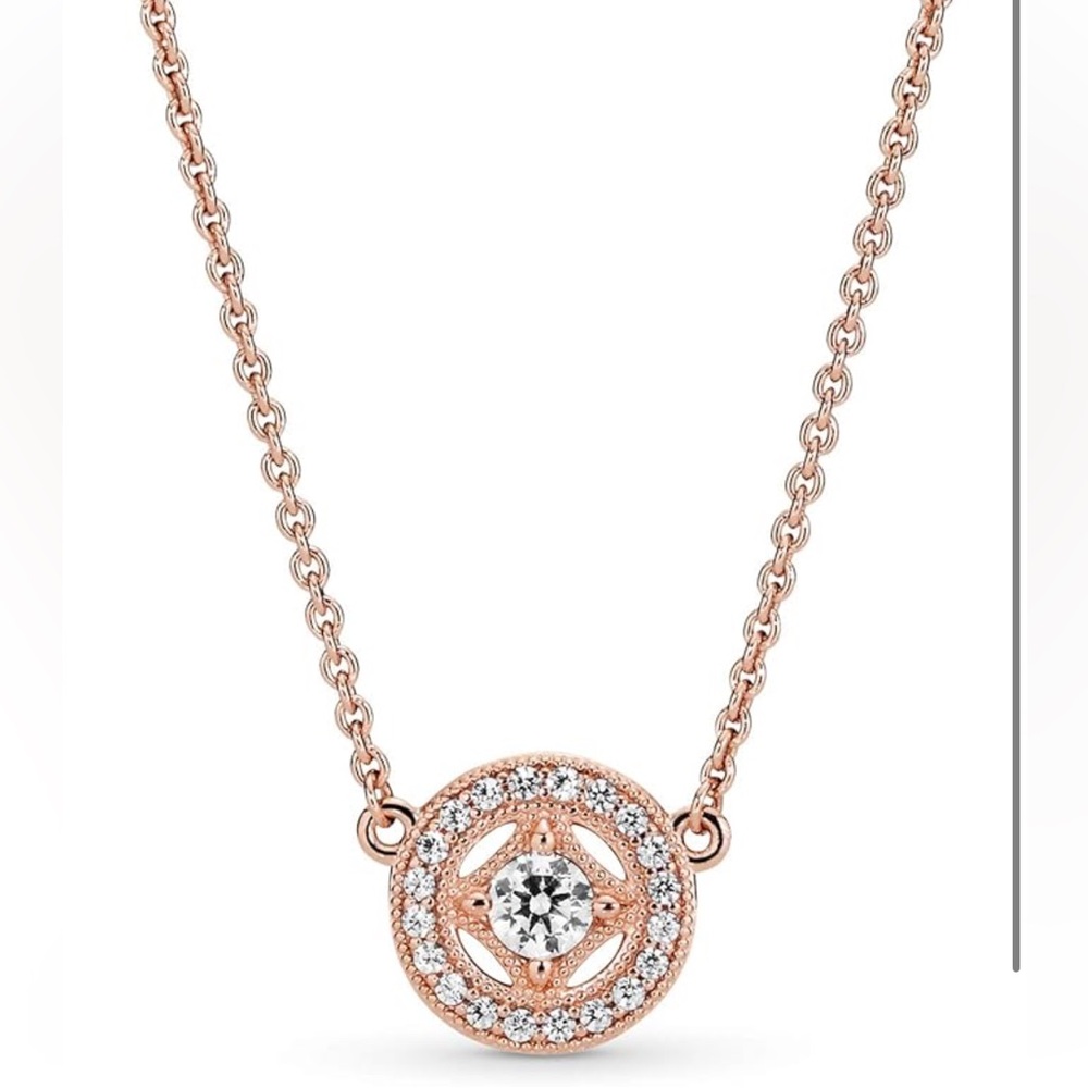 Rose Gold Necklace with Sparkling Centerpiece